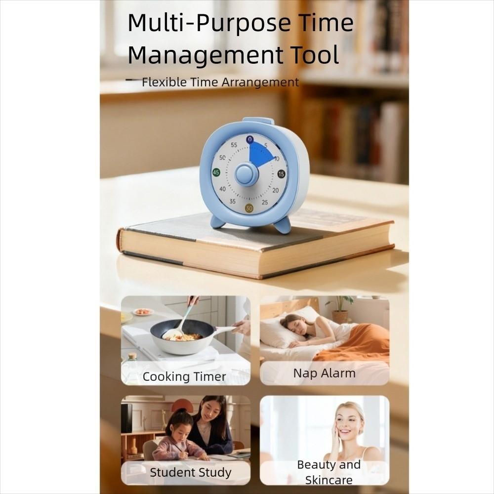 60 Minutes Visual Timer Round/Square Kitchen Timer Countdown Alarm Clock  Reading Room