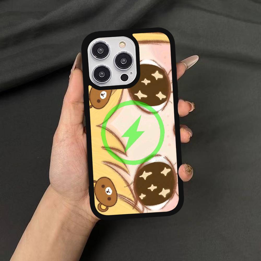 

Kawaii Cute Black Big Eyes Cool Promax Magnetic For iPhone 17 16 14 13 12 11 15 Pro Air Max Plus Phone Case Wireless Charge iPhone 12