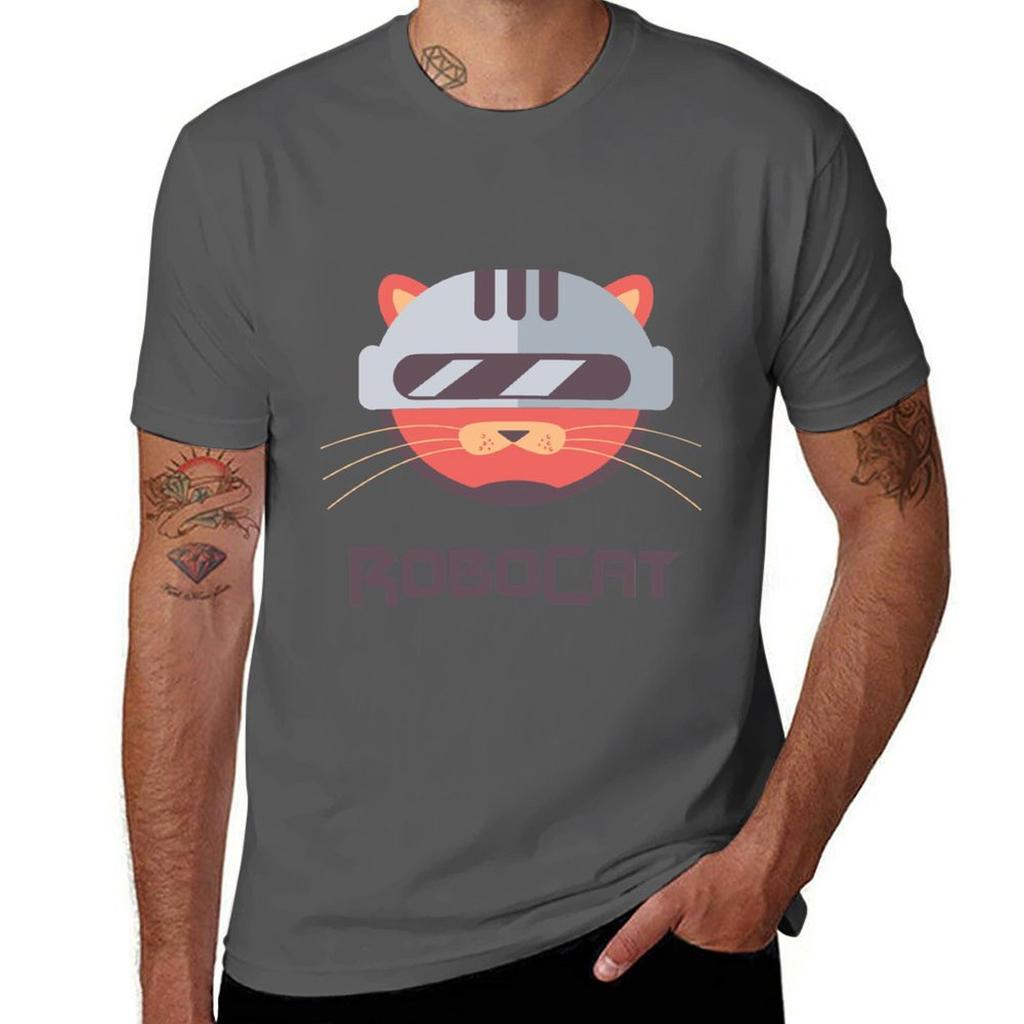 Robocat Tshirt Fashion Print Casual Short Sleeve