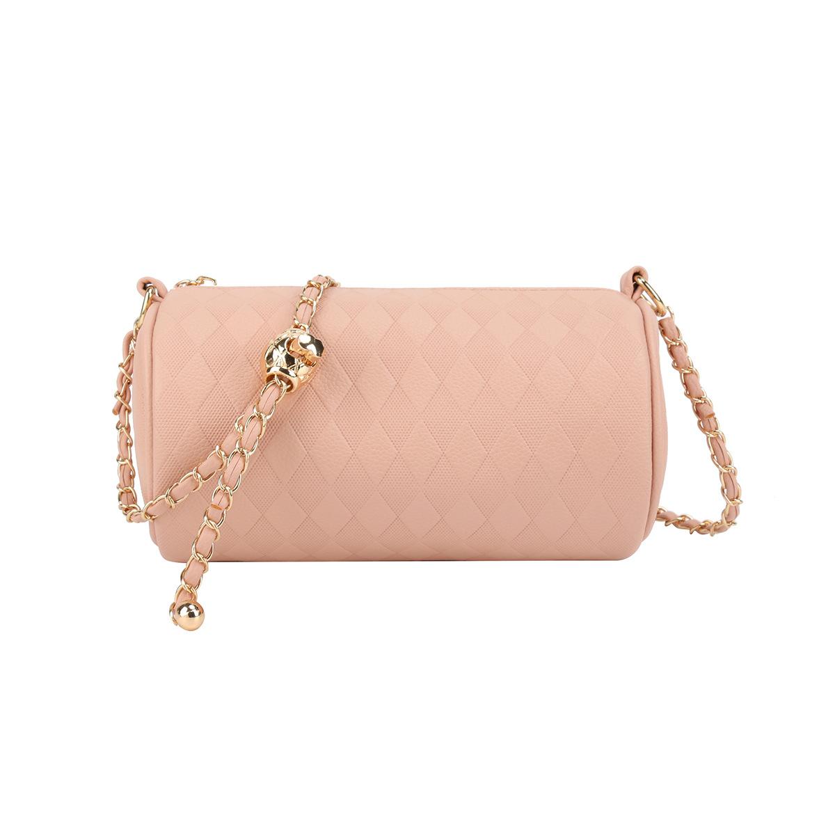 

Сумка-ниша с ромбовидной цепочкой, новая женская сумка 2025 года, универсальная сумка-мессенджер, модная супер-огненная цилиндрическая сумка розовый