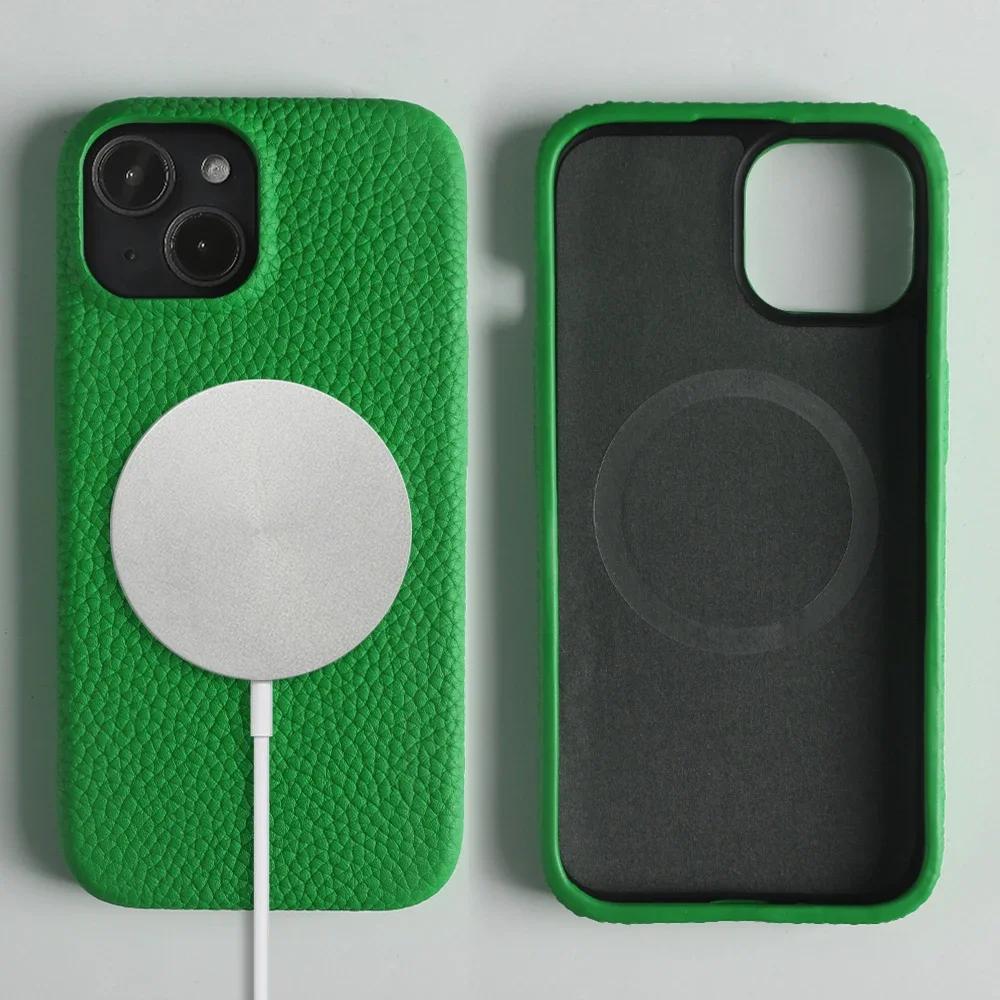 Magnetic Magsafe Genuine Leather Case for Iphone 16 Pro Max Iphone15 14Pro Cover Luxury Business Vintage Phone Cases Fundas