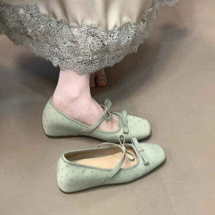 Gentle French Mary Jane Spring New Evening Wind French Light Mouth Single Shoes Square Head Bow Ballet Shoes