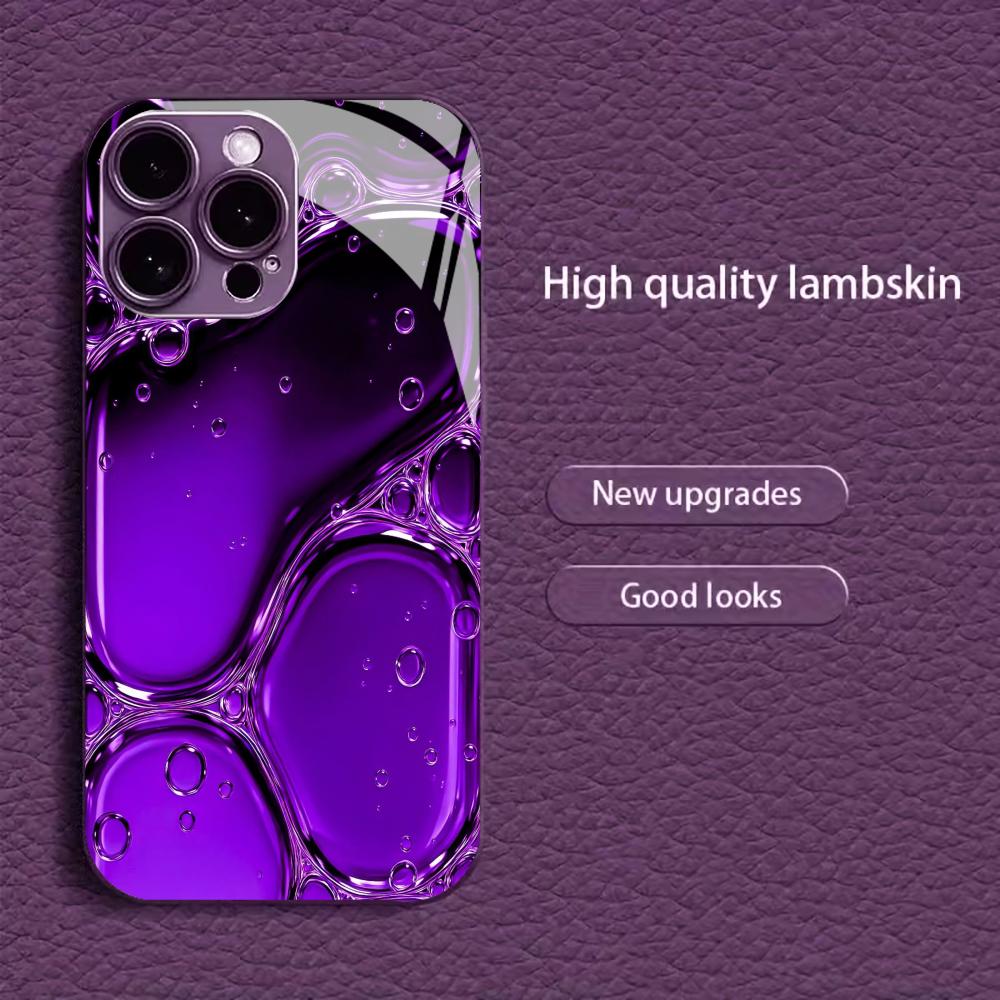 Purple Water Drop Effect for iphone 17 case Fashion for coque iphone Case fundas Glass for iPhone 17 16 15 14 13 12 pm Pro Plus