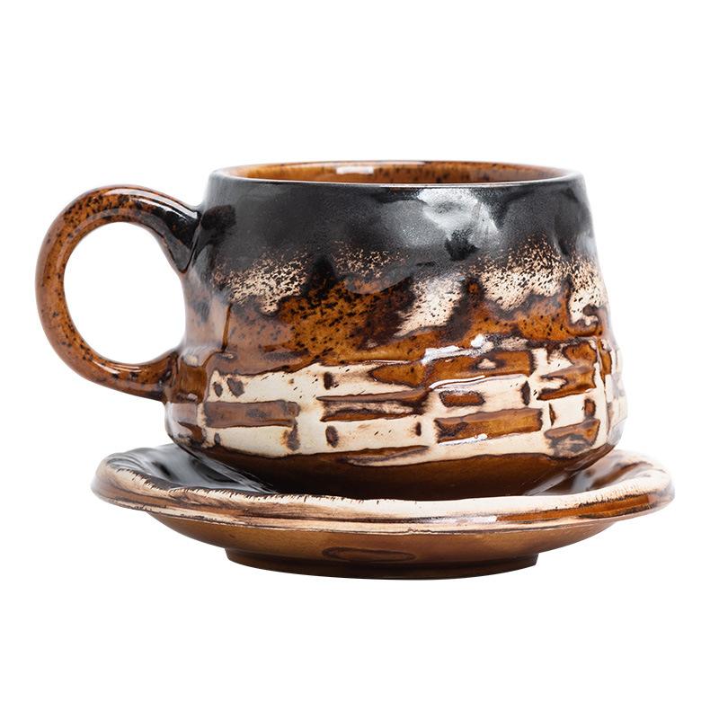 Vintage coffee cup and saucer set Ceramic cup afternoon tea mug cappuccino latte
