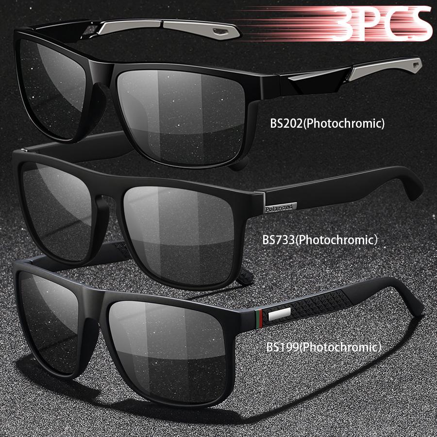 1PCS Photochromic Sports Sunglasses Men Women Vintage Cycling Driving Mountaineering Chameleon UV400 Eyewear