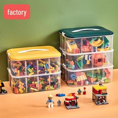 Grande scatola trasparente per riporre giocattoli con coperchio per blocchi da costruzione per bambini e organizer Lego