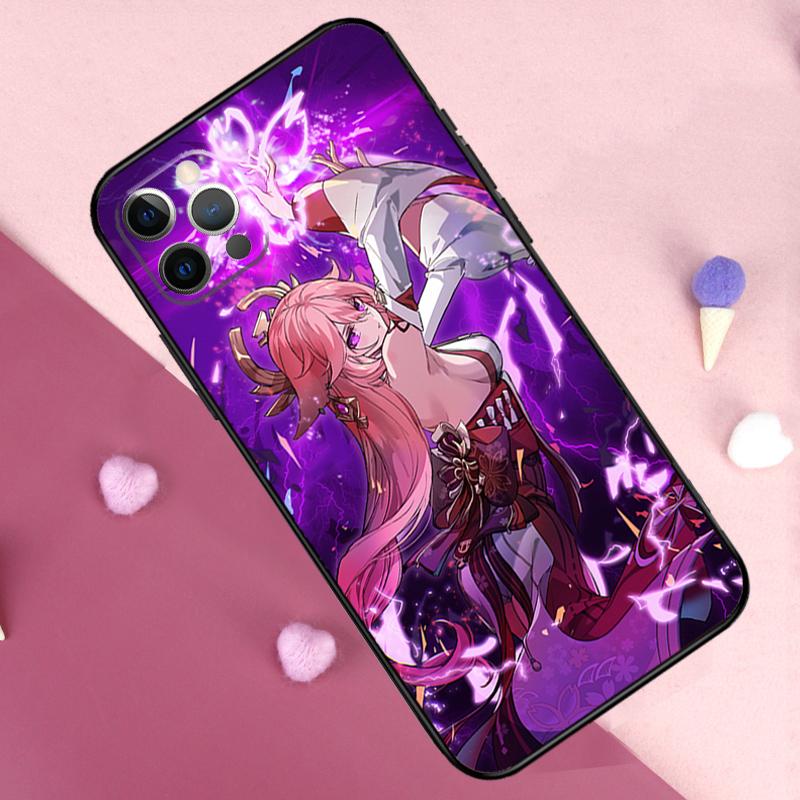 Genshin Impact Yae MIko Phone Case For iPhone 17 Pro Max 11 14 15 16 Pro Max Plus 13 12 Mini 16e 17 Air Back Cover