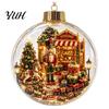 Decorative Acrylic Christmas Ornaments Tree Crystal Ball Pendant with LED Light, Built-in Christmas-themed Theme Hanging Charms Pattern Design,