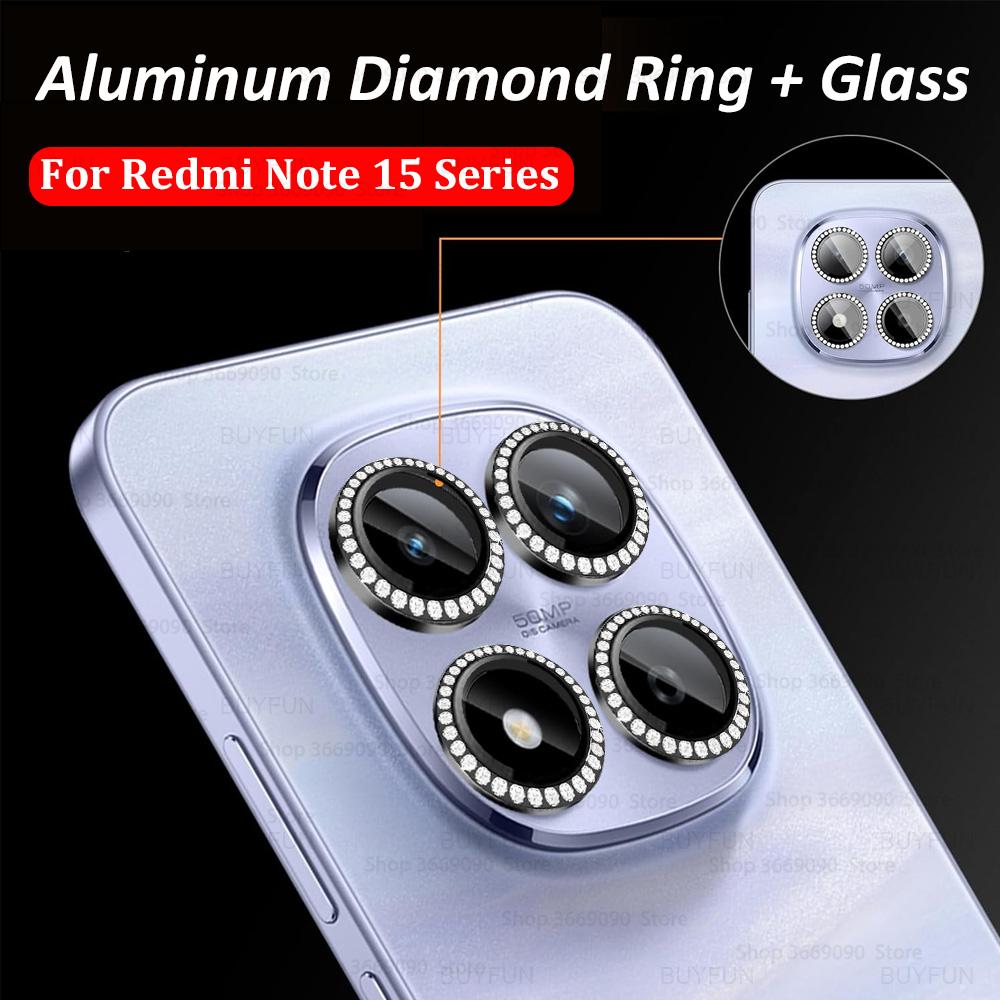 Metal Diamant Linsebeskytter Til Redmi Note 15 Pro Plus Note15 Pro+ 5G 3D Legering Kamera Ring Hærdet Glas Redmy Note15Pro 15Pro 4
