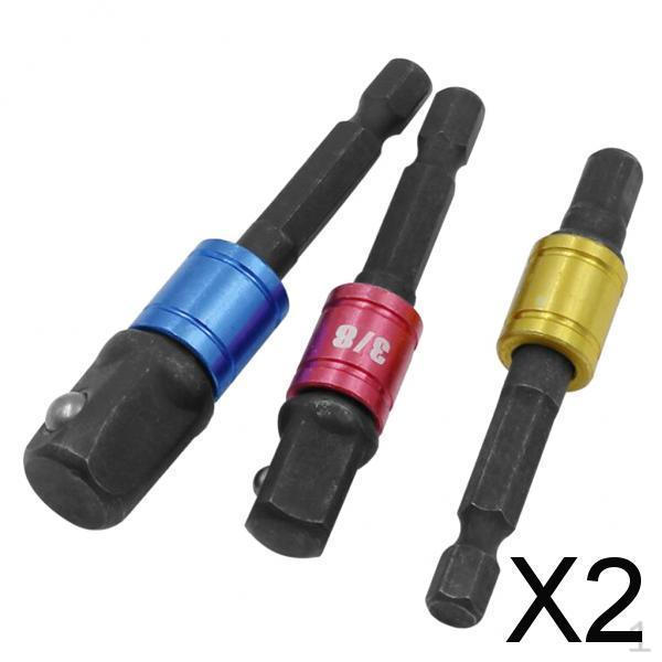 

2xSet of 3 1/2 3/8 1/4 Drill Bit Driver Extension Adapter Socket Black , 2 Pcs