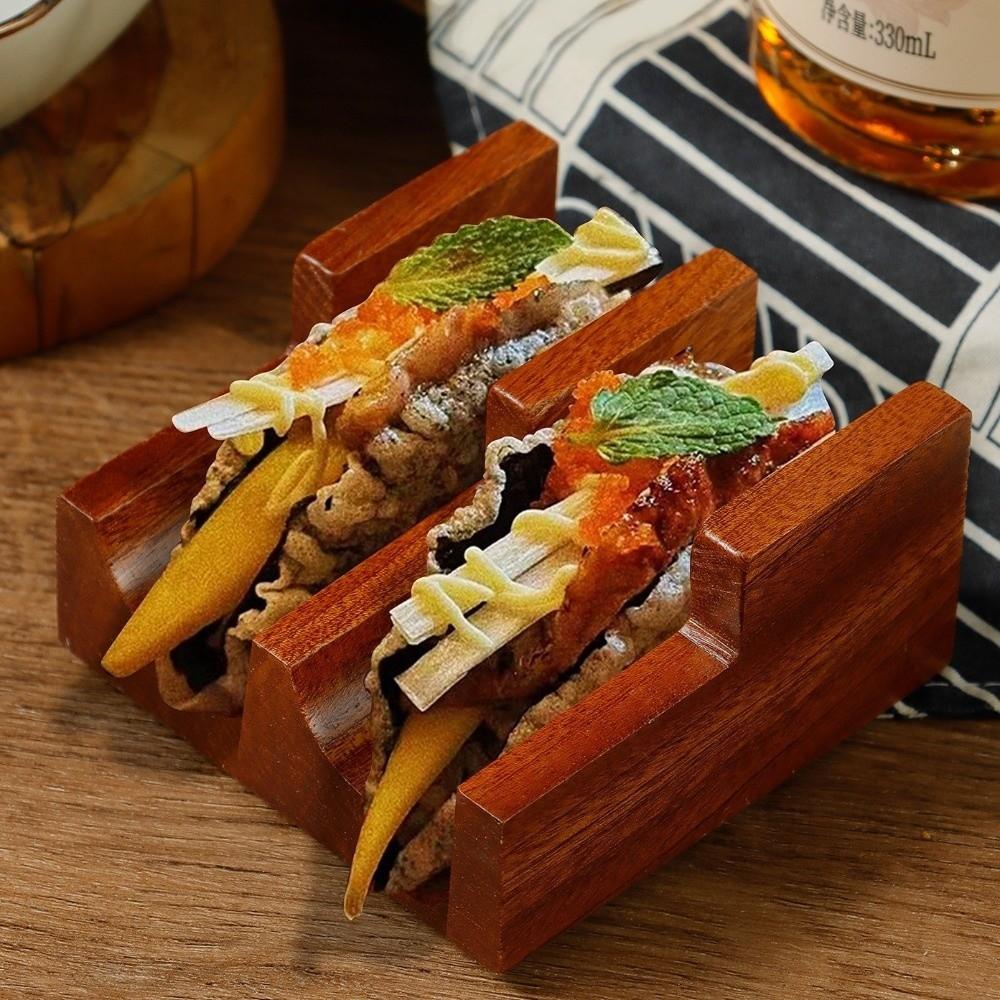 U-shaped Sushi Stand Thickened Urchin Holder Creative Sushi Wooden Tray  Food Display