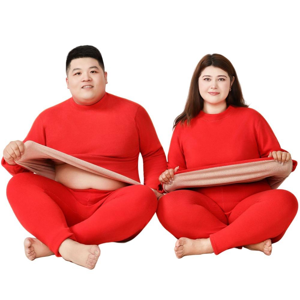 Couple Sherpa Fleece Thermal Underwear Set Plus Size Warm Cold Resistant Winter