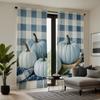 2 pieces HD black blue check four pumpkin curtains Blue tie digital printed curtains Home decoration style Decorate living room