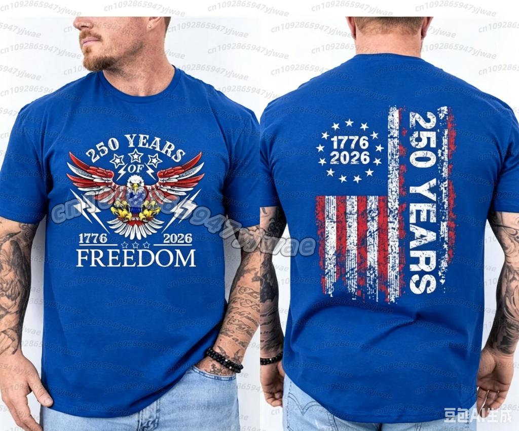 America 250th Birthday Us Flag 250 Years Eagle Patriotic 1776 2026 2 Sided Tee Unisex Casual Cotton Short Sleeve Unisex Tshirt