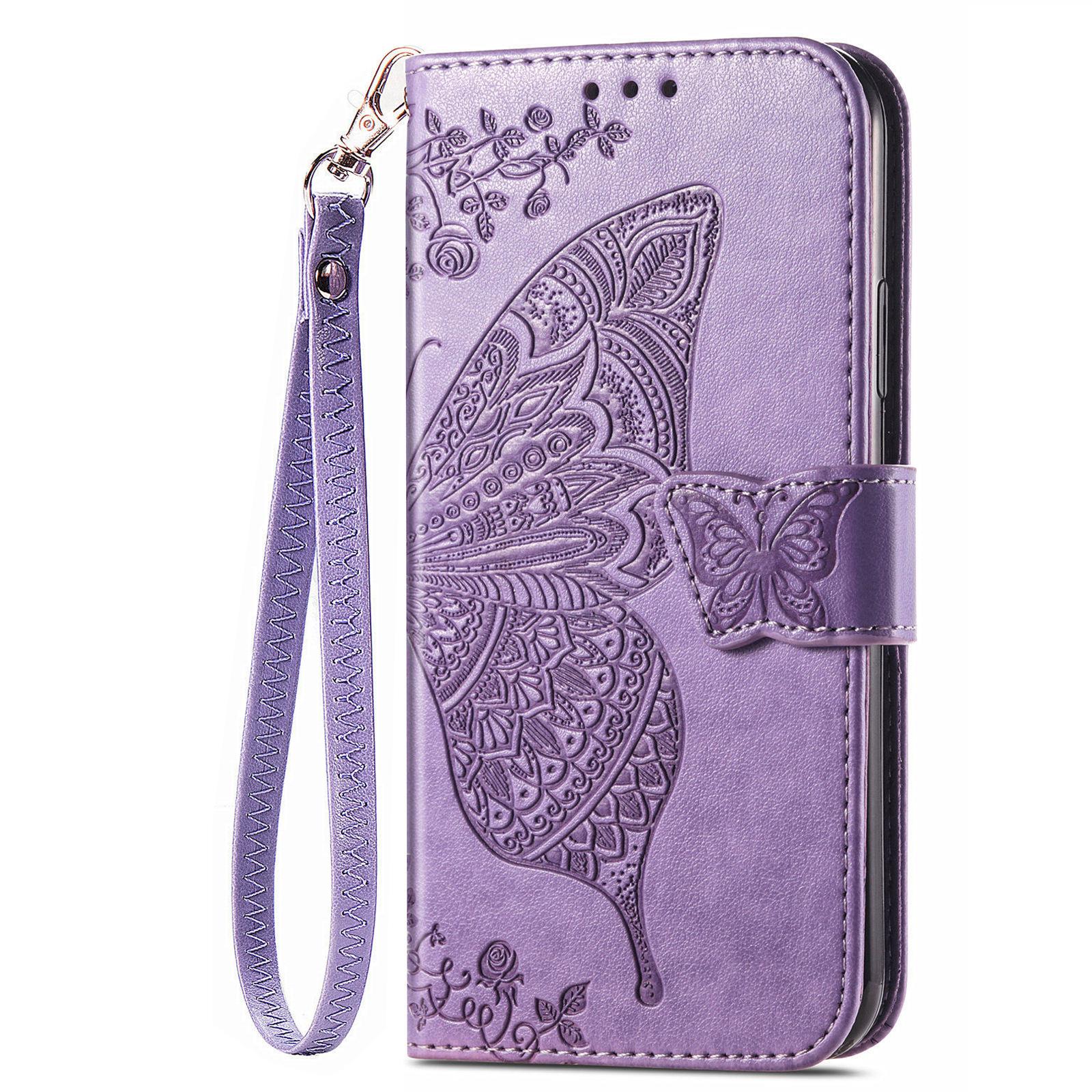 

Wallet Flip Case for iPhone 17 Air 16 15 Pro Max 16e 14 Plus 11 13 12 Lanyard Butterfly Embossed Pattern Leather Cover XL006 iPhone Air