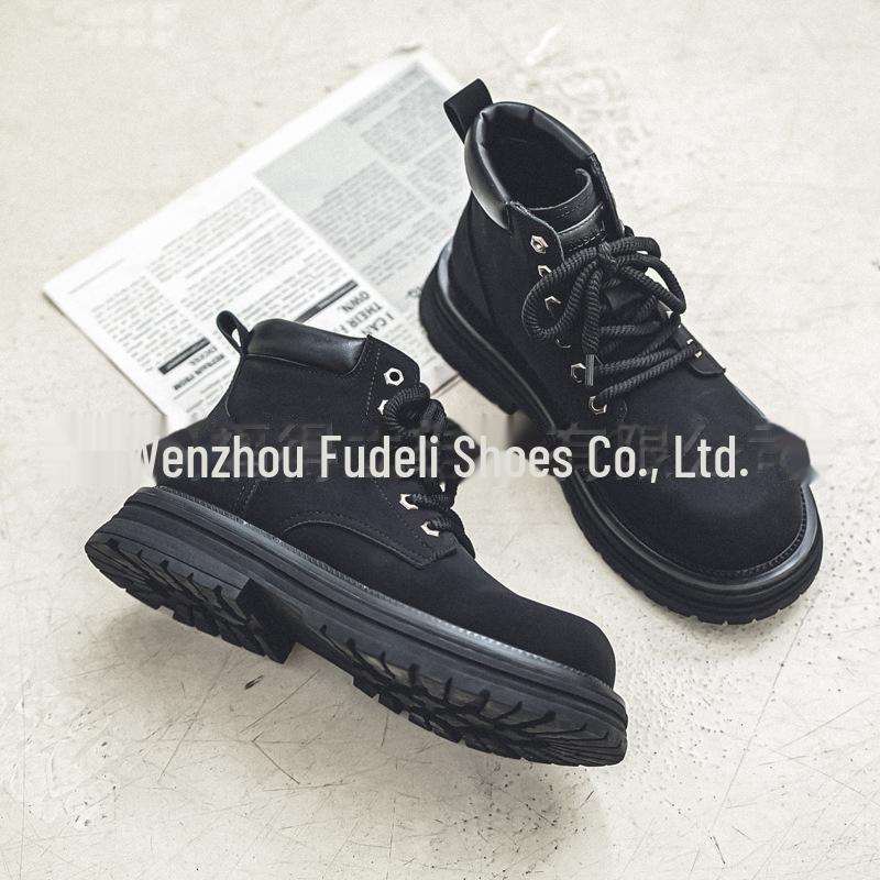 Men's 2024 British Retro Yellow High-Top Desert Work Boots - Casual Martin Style for Spring & Autumn