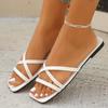 Fashion Orange Flat Sandals For Woman Leather Luxury Casual Summer Non-slip Slippers Ladies Open Toe Square Head Outdoor Beach Slippers