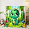 Cute Green Dinosaur in a Vibrant Forest print blanket soft and cozy perfect for the living room bed sofa or a nap,gift