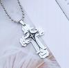 Necklace Pendant Steel Handchands Cross Silver 391