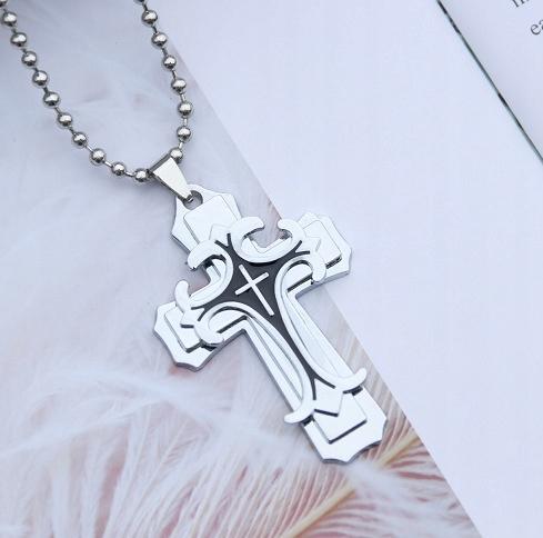 Necklace Pendant Steel Handchands Cross Silver 391