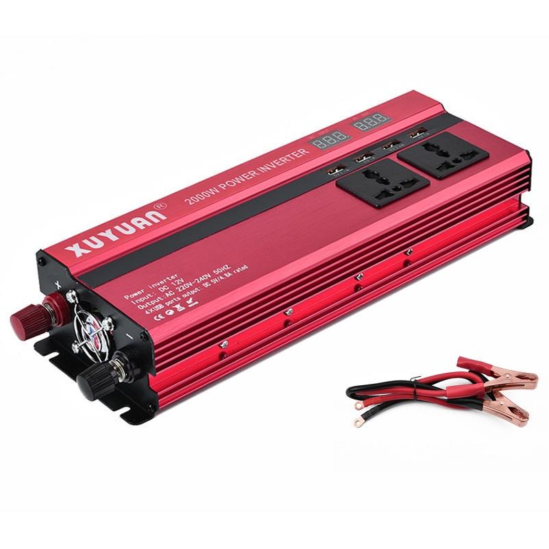2000W měnič do auta 4 USB výstupní port Duální LED displej DC 12V/24V na AC 110V/220V sinusový měnič