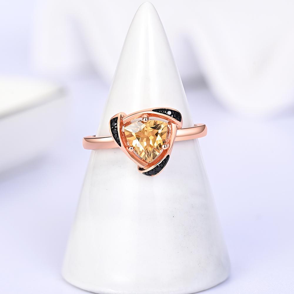 Simple design 925 sterling silver women's Ring Triangle 7.0mm Natural Citrine gemstone fine jewelry for anniversary banquet wear