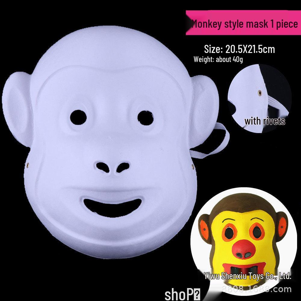 Hand-Painted Ball Face Mask: DIY Paper Pulp Animal Mask for Men & Women, Peking Opera Style