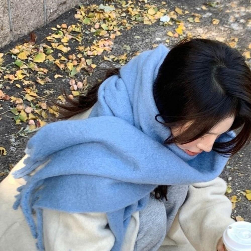 Tassel Winter Cashmere Scarves Mohair Long Shawl Classic Wool Scarf  Student