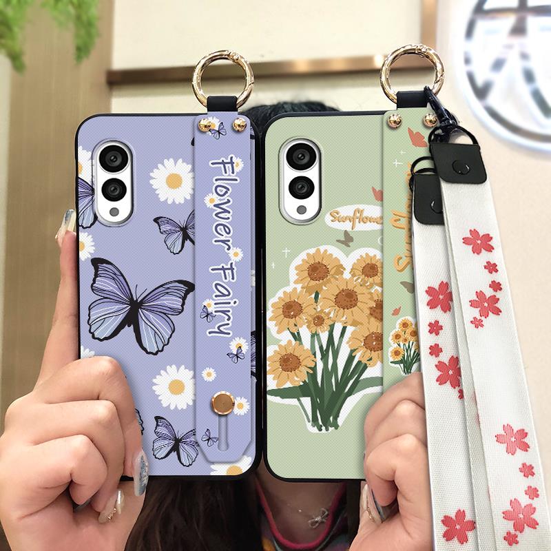 Wrist Strap Lanyard Phone Case For FCNT/Fujitsu Arrows N F-51C Silicone Fashion Design Anti-dust Durable Protective Ring