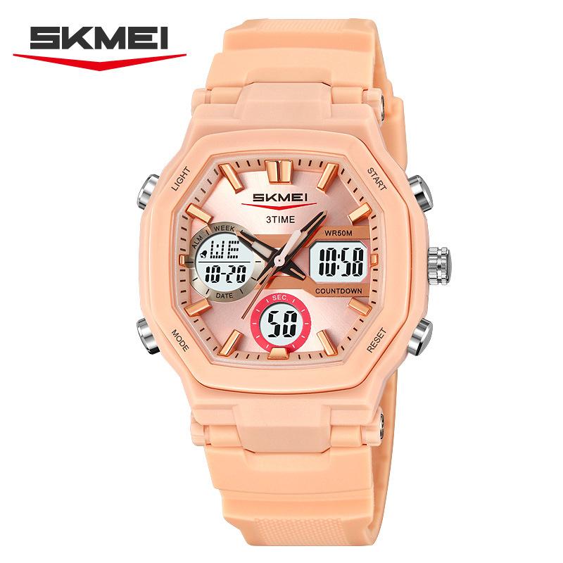 

Fashion Multifunctional Student Watch Electronic Watch Sports 3 Time Display Electronic Watch рожевий