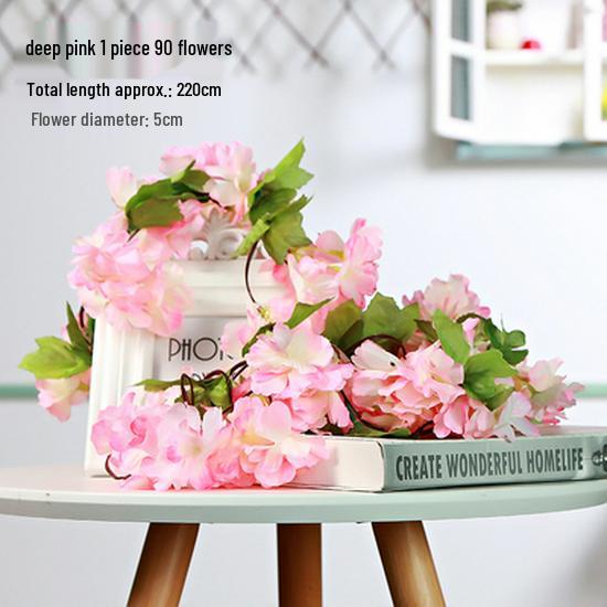 Rattan Plastic Rose Vine Artificial Flowers for Wedding Décor, Ceiling or Wall Hanging, and Air Conditioning Pipe Cover