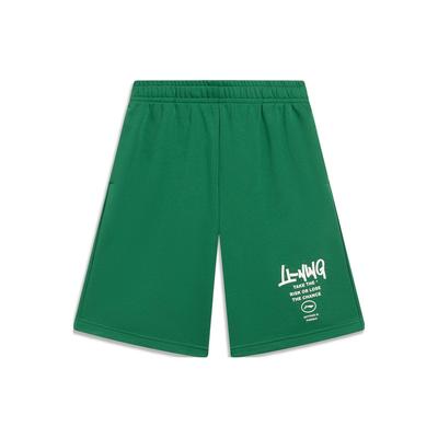 Letter Logo Print Straight Casual Shorts Men Bottoms Green AKST593-3