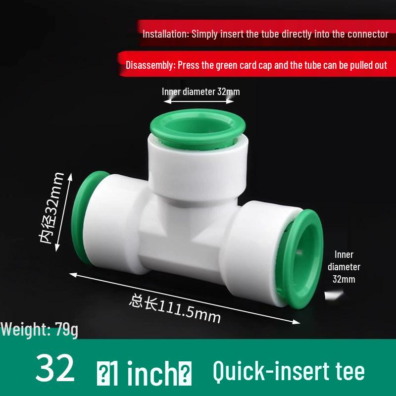 PPR Water Pipe Quick Connector, 4 & 6 Points, No-Melt, Direct Plug-In, 20/25 PE for Cold/Hot Water