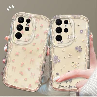 Coque de téléphone simple Fleur Rose Vague pour Samsung Galaxy S23 S24 S25 S26 Ultra S22 S21 S20 Plus FE A15 A16 A34 A35 A54 A55