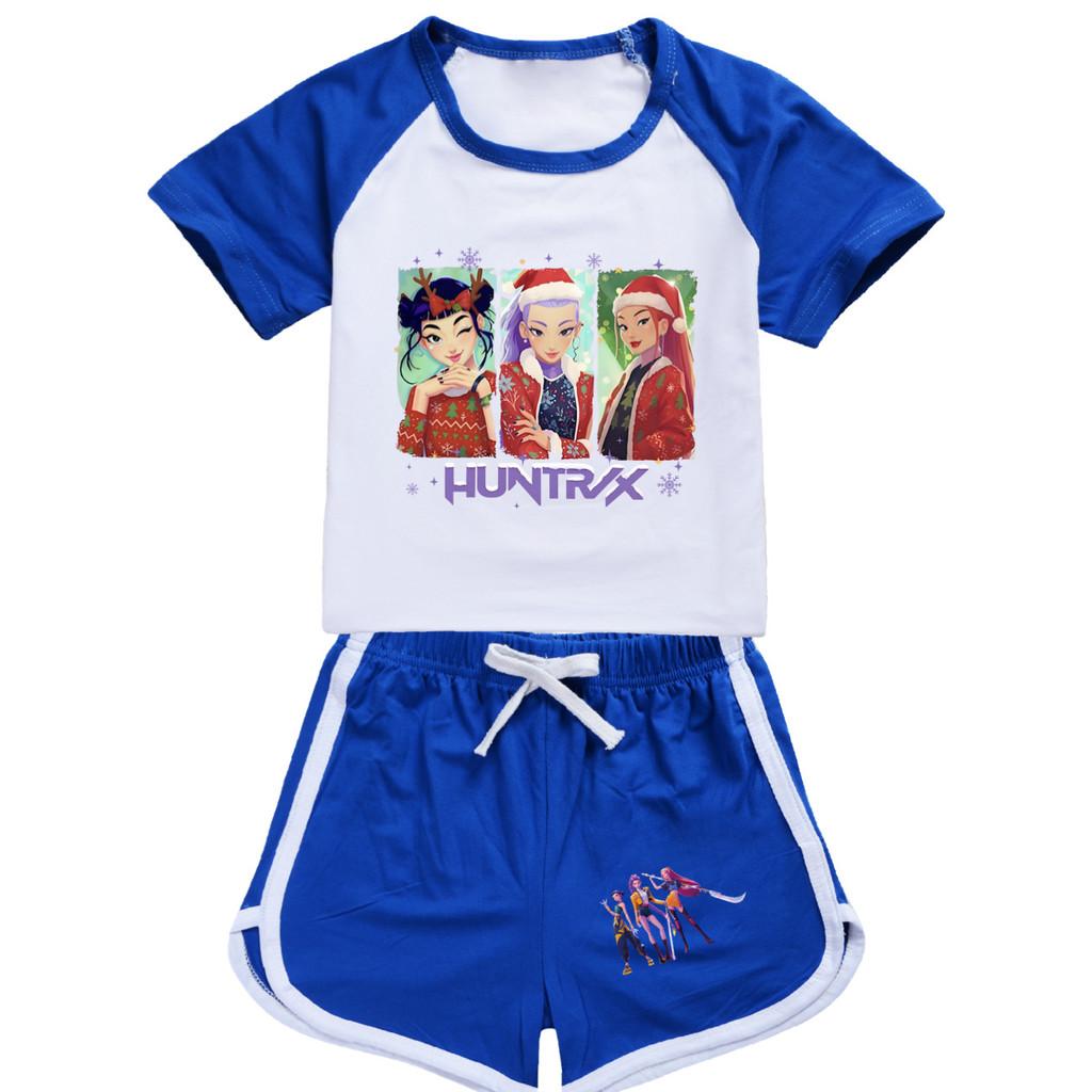 5093 Kids Girls Christmas POP Rumi Zoey Mira Print T-shirt Shorts Sport Tracksuit Clothes Set