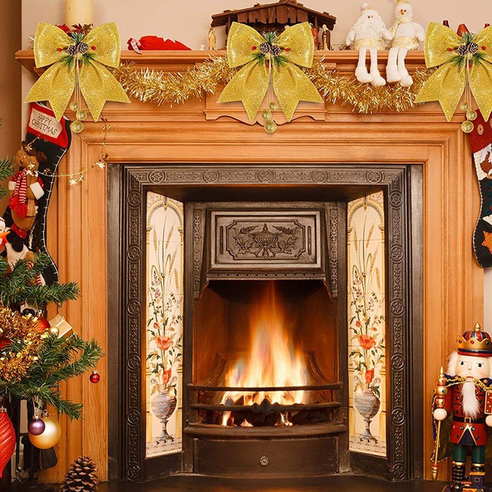 Cones Xmas Decorative Red Wreaths Durable Christmas Decoration Christmas Bow Bow Ties Home Ornament