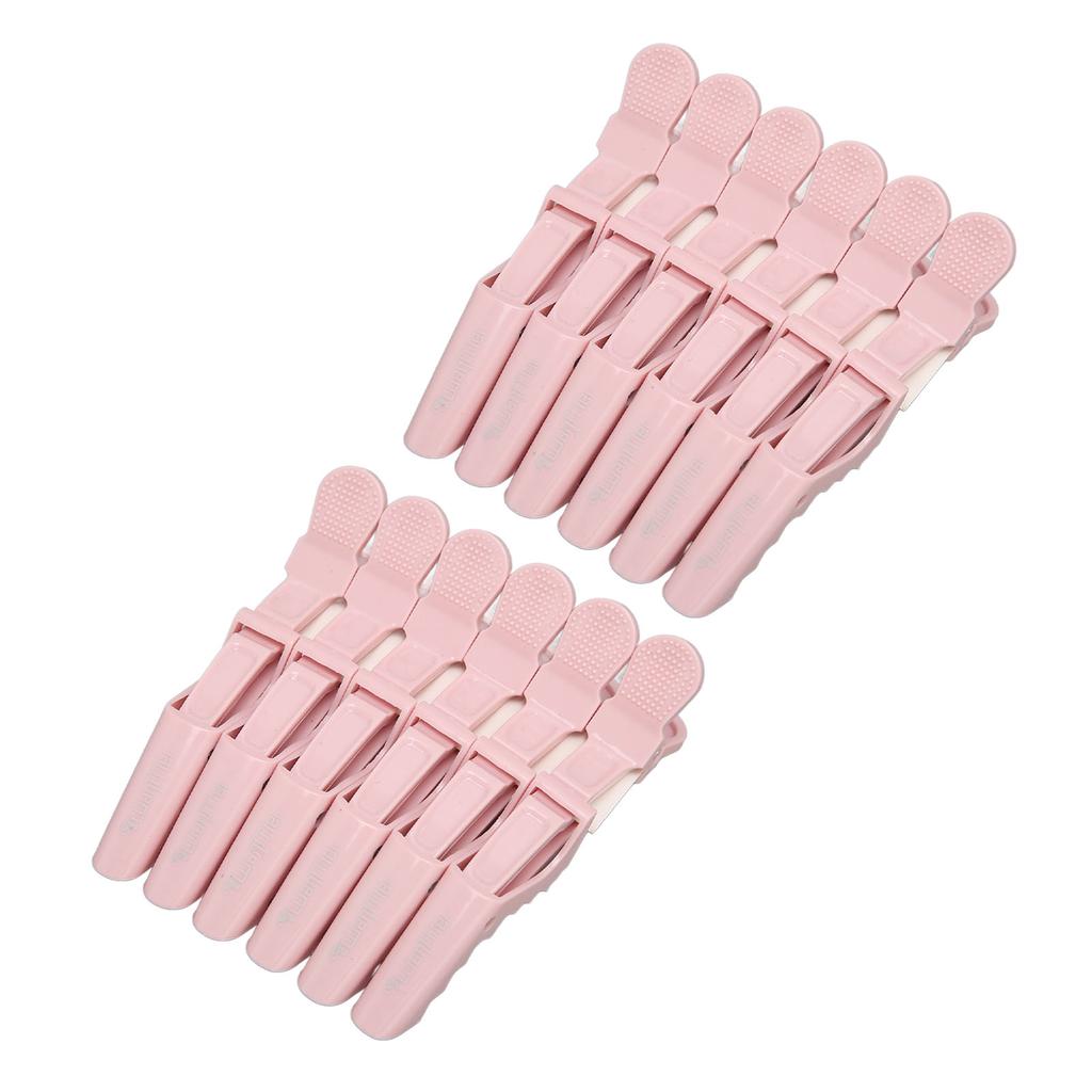 12pcs Hair Clips Pink Rebound Spring Portable Design Electroplating ABS Hair Sectioning Clips for Salon Household