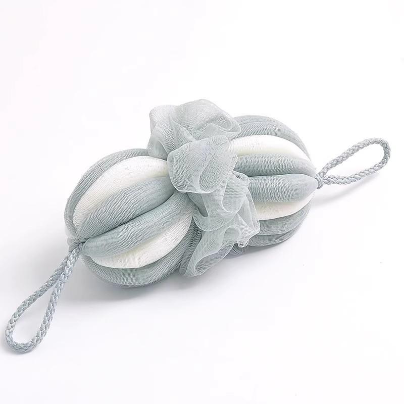 Large-sized Bath Sponge for Adults, Bath Towel for Scrubbing, Bath Flower with Pumpkin Shape, Stretchable Back Support Strip