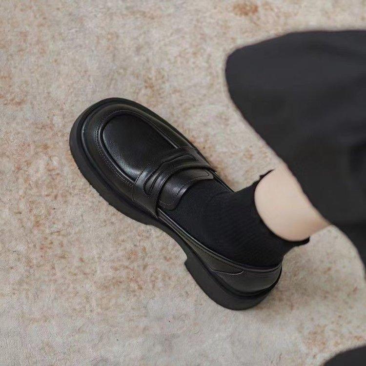 Loafers women's 2025 autumn new women's shoes thick-soled one-pedal jk single shoes to increase the height of British style early autumn small l