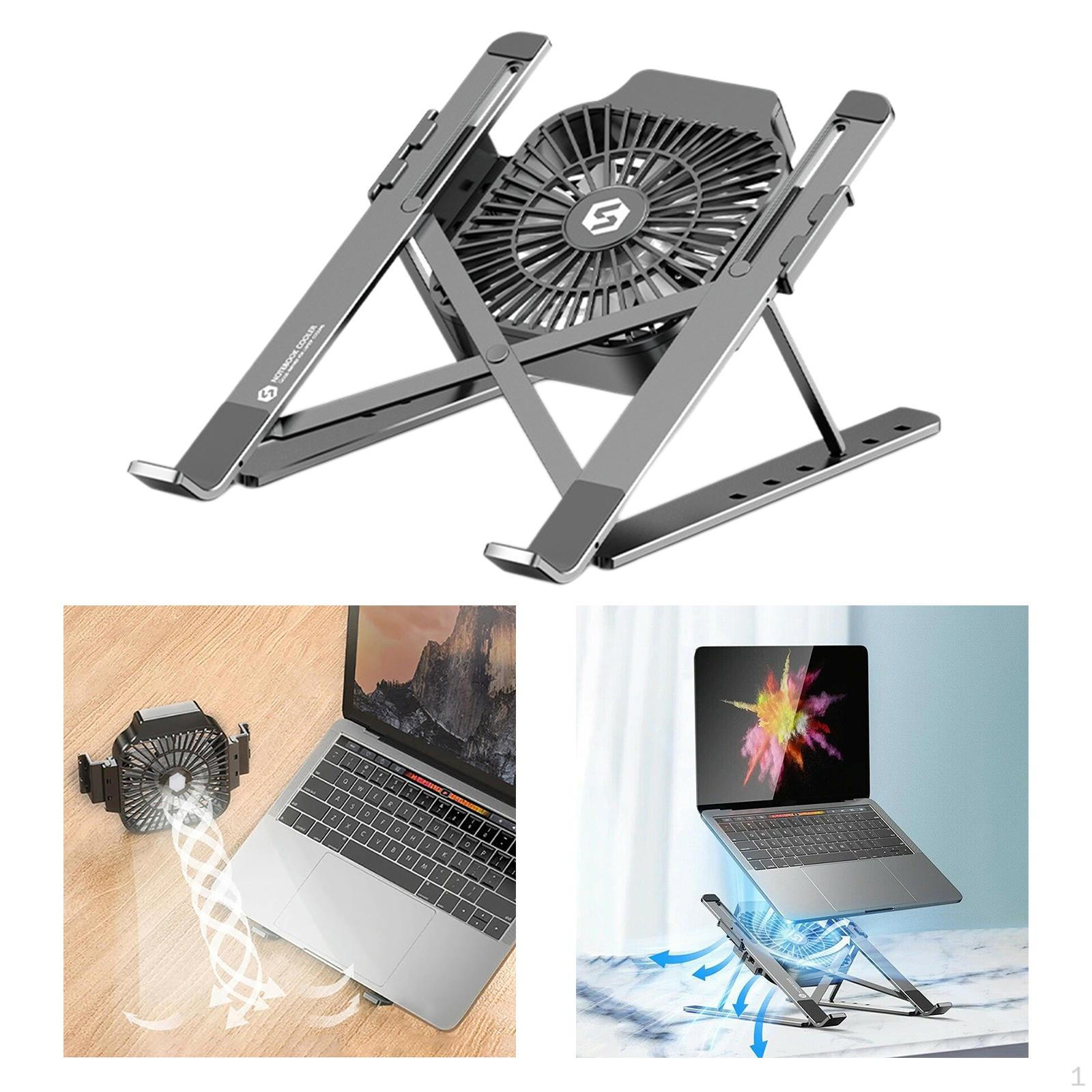 Desktop Laptop Stand, Ergonomic, Portable, Aluminum Alloy, Computer Folding Riser, Gray Gray Fan