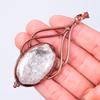 Oval Fossil Coral Gemstone Engagement Electroformed Handcrafted Pendant Copper V-52