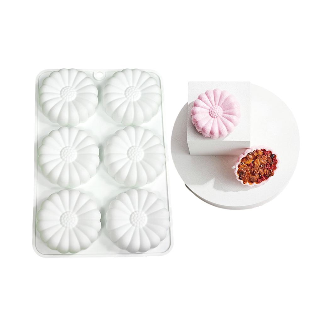 6-Cavity Flower Shape Silicone Mold Fondant Mousse Cake Mold DIY Pastry Chocolate Mold Baking Decorating Tool Nonstick