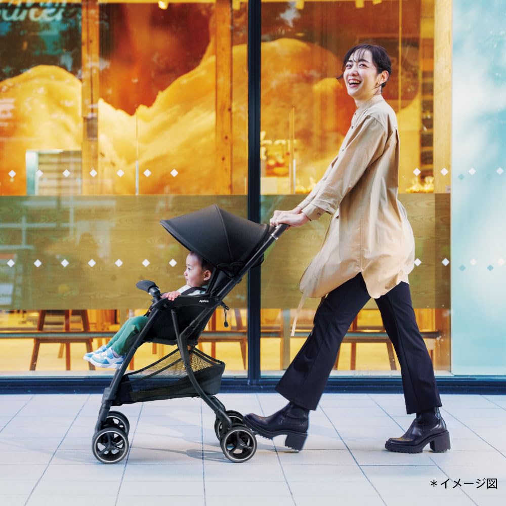 Aprica B Type Stroller Magical Air Free AB 7 Months To 36 Months Lightweight Compact 4 Wheel Free (Black) [2024 Model]