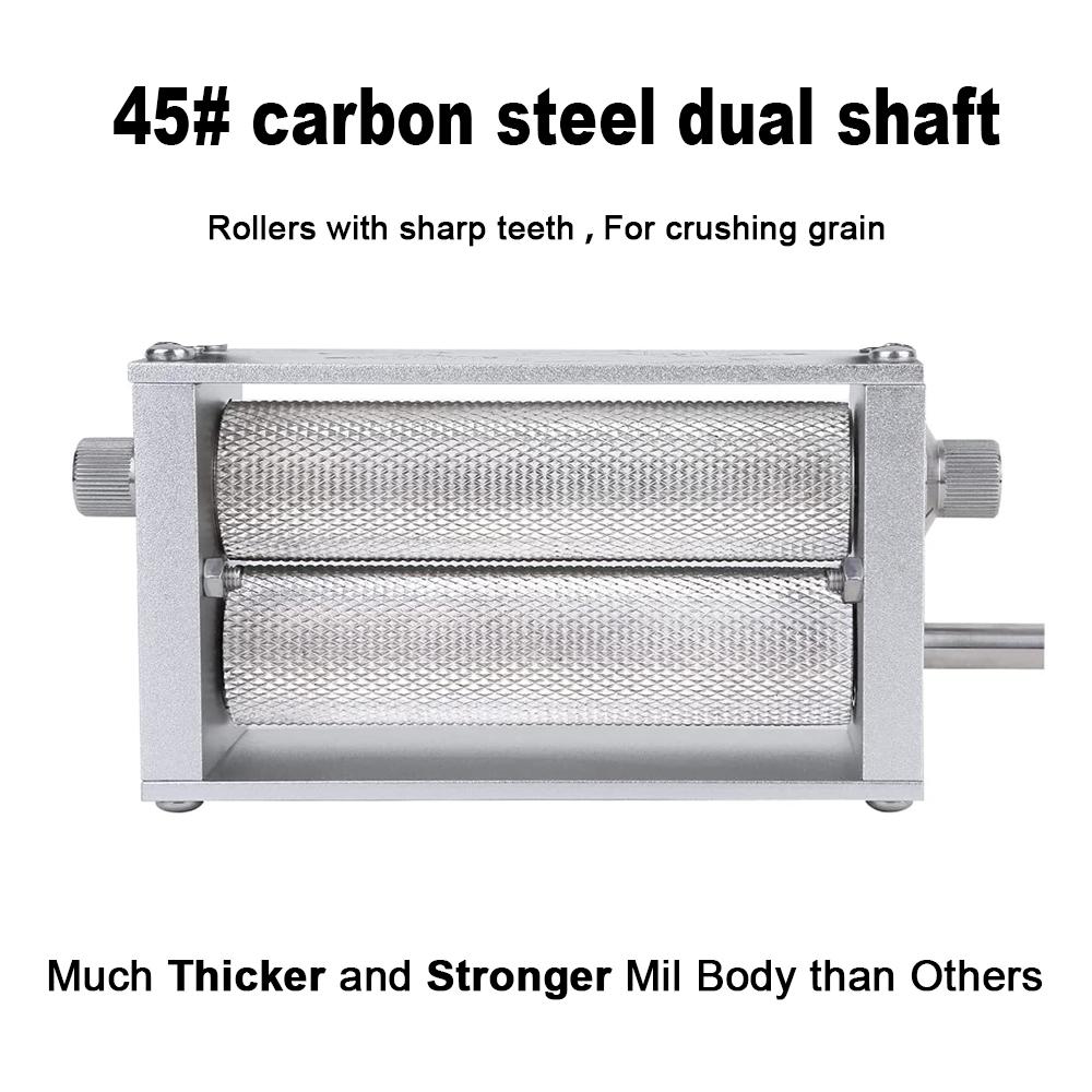 Malt Crusher Barley Grain Grinder Mill 2-roller Manual Adjustable 45# Carbon Steel Mill for Homebrew Beer Brewing