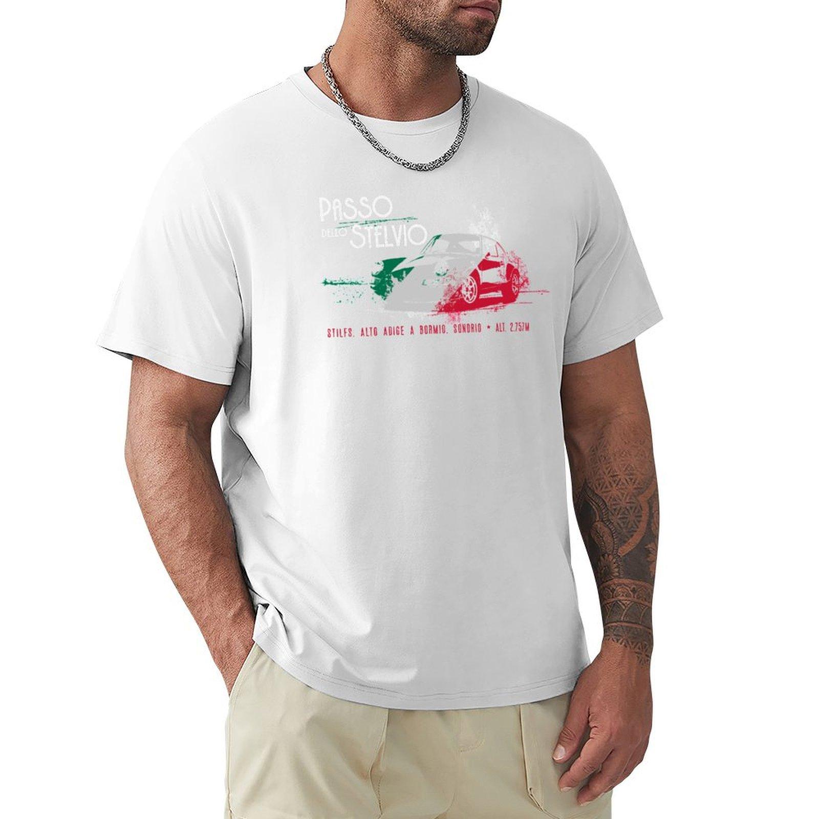Stelvio Pass Italy Classic Car Tshirt Antiwrinkle Short Sleeve Tshirt S