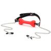 Silicone Bone Gag with Nipple Clamps - Adult SM Sex Toy for Couples