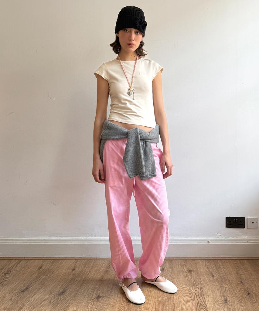 SINOON Logo Cap Sleeve T-Shirt (Light Beige)