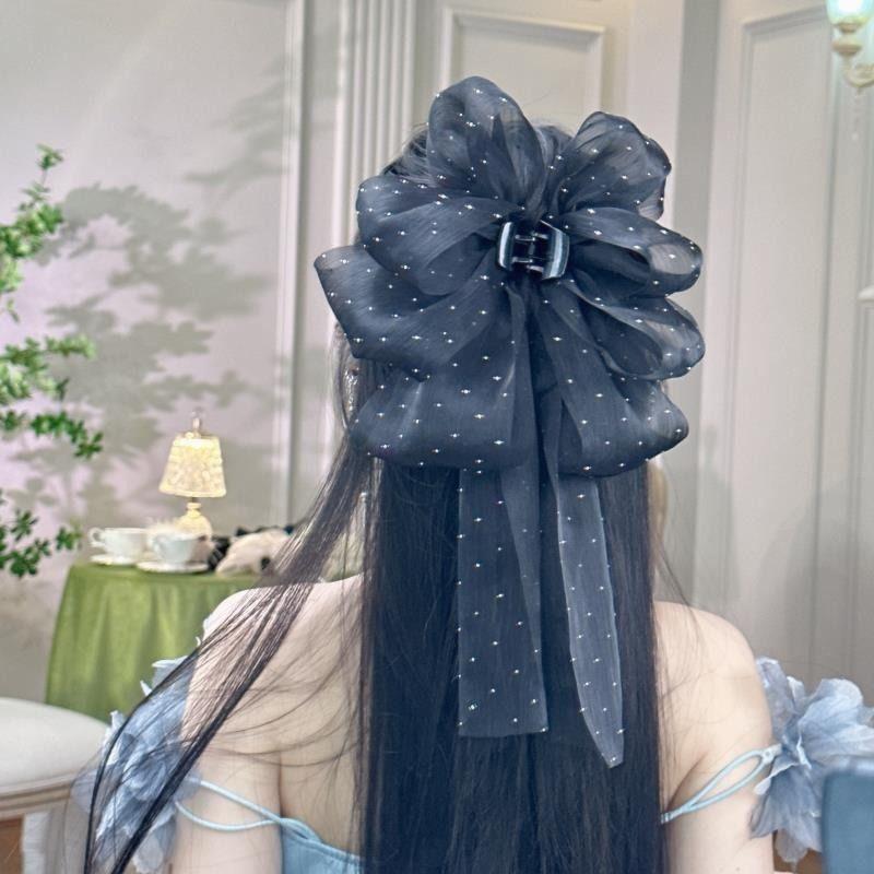 Vintage Mesh Bow Hair Claw 1Pcs Sparkle Rhinestone Design Clip for Women Elegant Birthday Parties