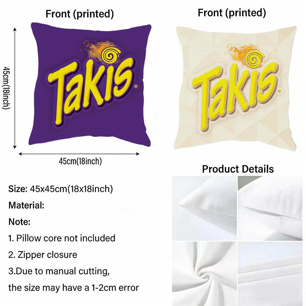 Housse de coussin Motifs Chips Takis Chilii 1P, Ensemble de taies d'oreiller en lin naturel, Décoration tout-en-un pour canapé, chambre à coucher et chaise