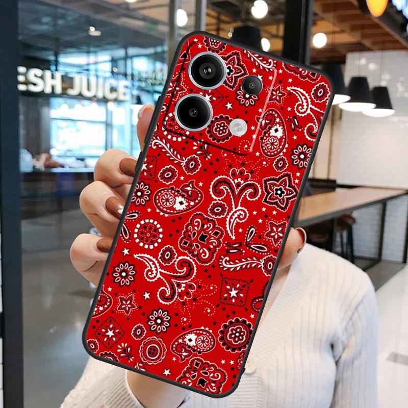 Red Bandana Paisley Case For Xiaomi Redmi Note 15 Pro Plus 10 11 12 13 14 Pro Redmi 15 15C 10C 12C 13C 14C Cover